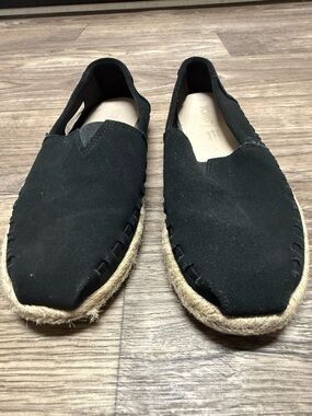 Women’s TOMS Black Suede Espadrille Slip-Ons